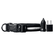 SMAVCO Airtag Holder LED Dog Collar Rechargeable, Waterproof, Adjustable, Soft, Reflective with USB Car & Wall Charger