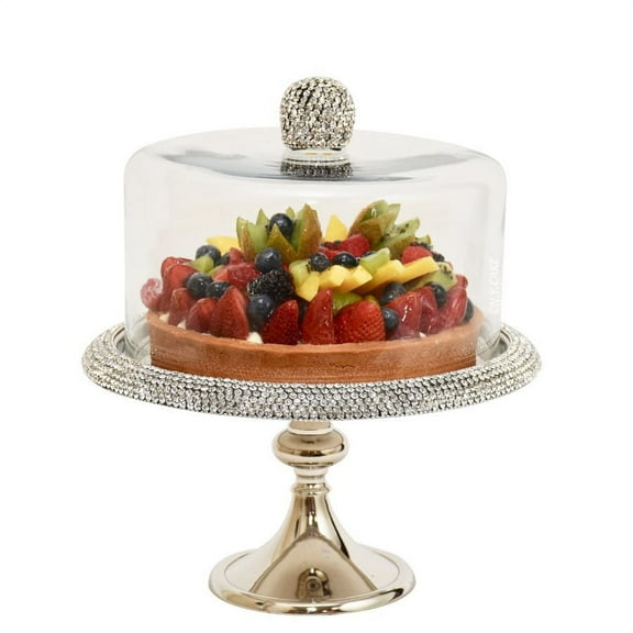 NY Cake Silver Stand w / Diamonds 11"
