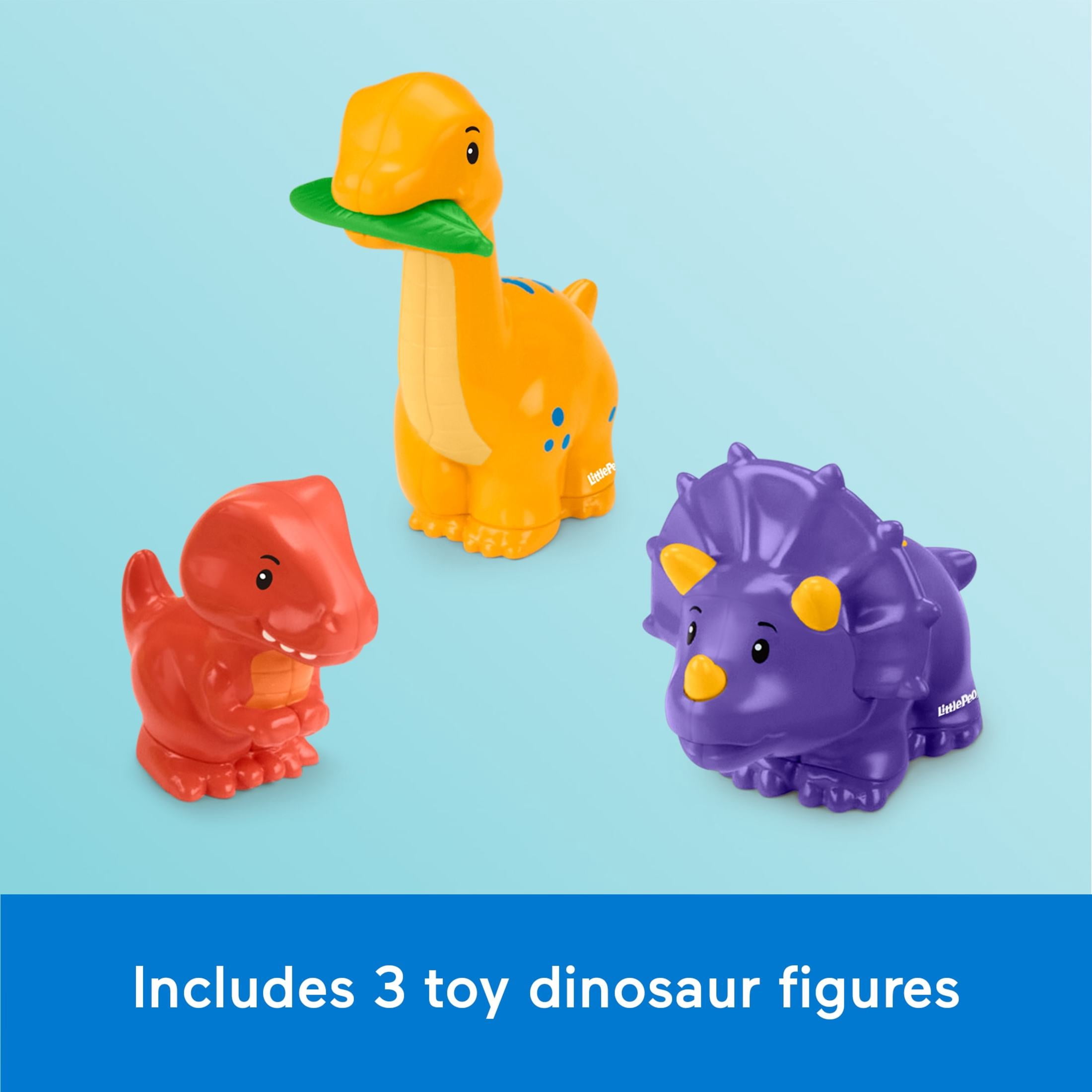 Fisher-Price Little People Dinosaur Village & Play Mat Toddler Playset, 3 Toy Figures