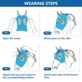 thumbnail image 4 of Máscara contra moscas para caballos, suministros para caballos, máscaras contra moscas para caballos con orejas, malla fina suave con protección UV, máscaras (azul), 4 of 5