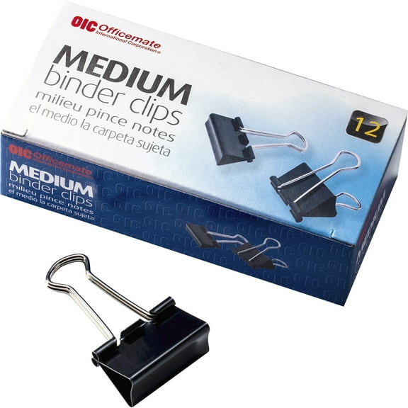 Officemate Medium Binder Clips 1.3 inch Width 0.625 inch Capacity Corrosion Resistant 144 / Pack