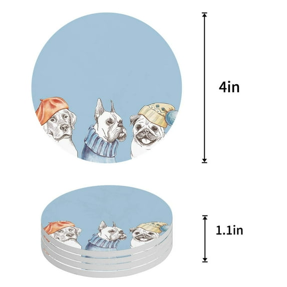 FMSHPON Lemon Cute Cartoon Illustration Set of 8 Round Coaster for Drinks, Absorbent Ceramic Stone Coasters Cup Mat with Cork Base for Home Kitchen Room Coffee Table Bar Decor