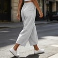 thumbnail image 6 of Oiangi Women's Crop Pants Elastic Waist Rolled-Up Pant Fall Casual Baggy Pockets Trousers for Daily Wear White S, 6 of 8