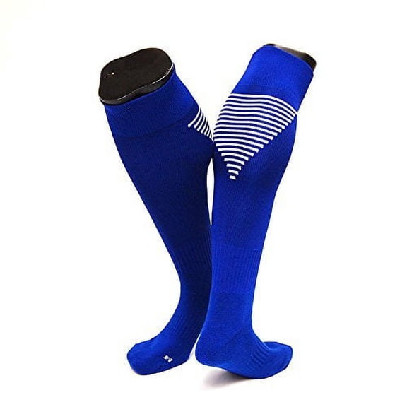 Lovely Annie Big Boy's 1 Pair Knee High Athletic Sports Socks Size L/XL XL0026-01Blue w/White Strip
