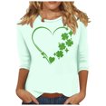 thumbnail image 2 of Meichang T-Shirts Verts pour Femmes, T-Shirts de la Saint-Patrick, T-Shirts Graphiques Trèfle, Manches 3/4, Col Rond, Tops Irlandais, 2 of 5