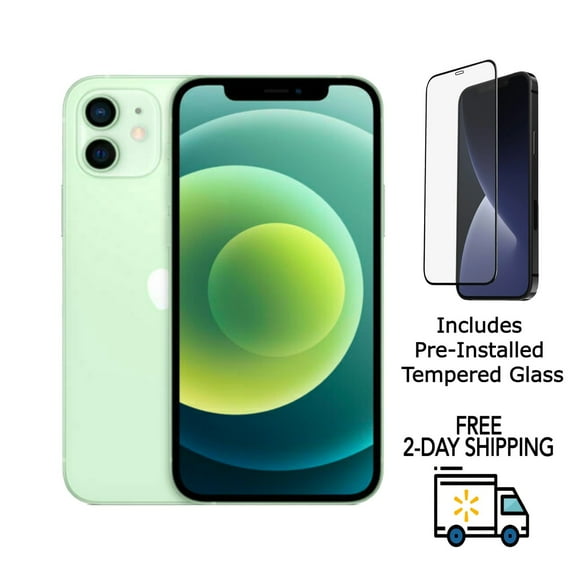 Pre-Owned Apple iPhone 12 Mini A2176 (Fully Unlocked) 128GB Green (Grade C) w/ Pre-Installed Tempered Glass