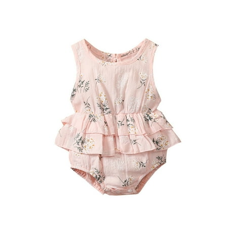 

Onesie Baby Jumpsuit Baby Girls Floral Spring Summer Print Sleeveless Ruffle Romper Bodysuit Clothes Kid Child Fashion Baby jumpsuits