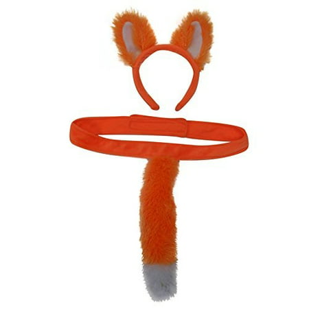 Kids Plush Bright Orange Fox Headband Ears and Tails Costume