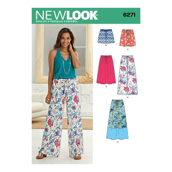 New Look Sewing Pattern 6271 - Misses' Skirt in Three Lengths and Pants or Shorts, Size: A (10-22)