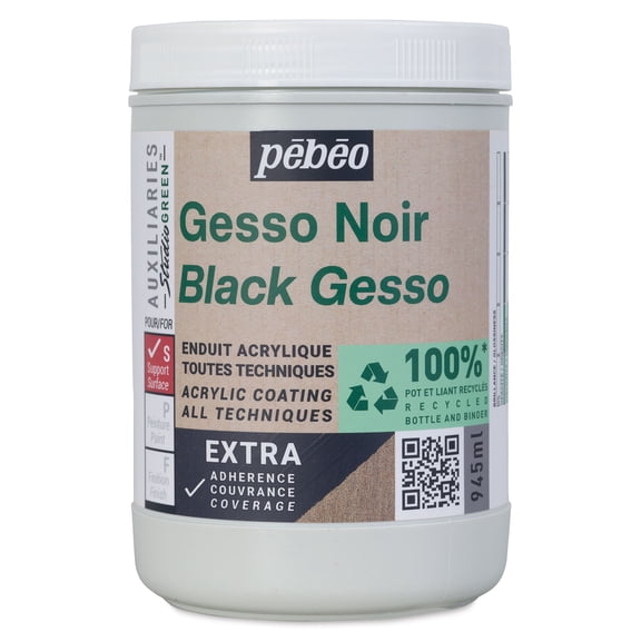 Pebeo Studio Green Gesso - Black, 945 ml