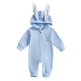thumbnail image 1 of Gupgi Infant Easter Jumpsuits Cute Bunny Ear Romper Spring Long Sleeve Zip Up Hooded Bodysuits, 1 of 9