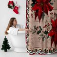 thumbnail image 5 of Christmas Poinsettia Bathroom Shower Curtain Winter Red Floral Pine Leaf Wood Grain Waterproof Washable Shower Curtains for Bathtub Bath Decor with Grommets and Hook 66 X 72 Inch, 5 of 8