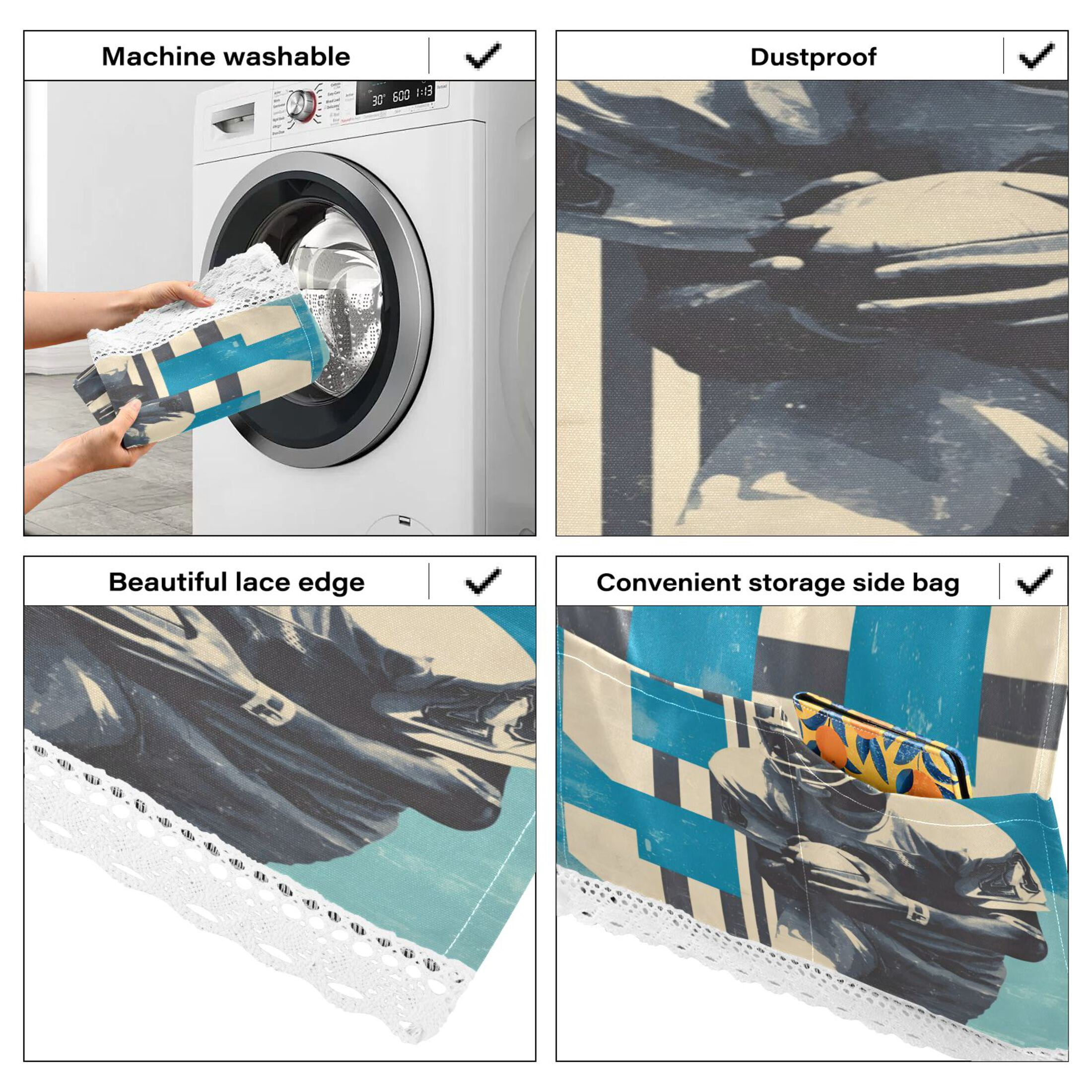 Wobogo No. 9 Football Player Washing Machine Cover Dustproof Washer Dryer Cover Waterproof Laundry Room Decorative Protector