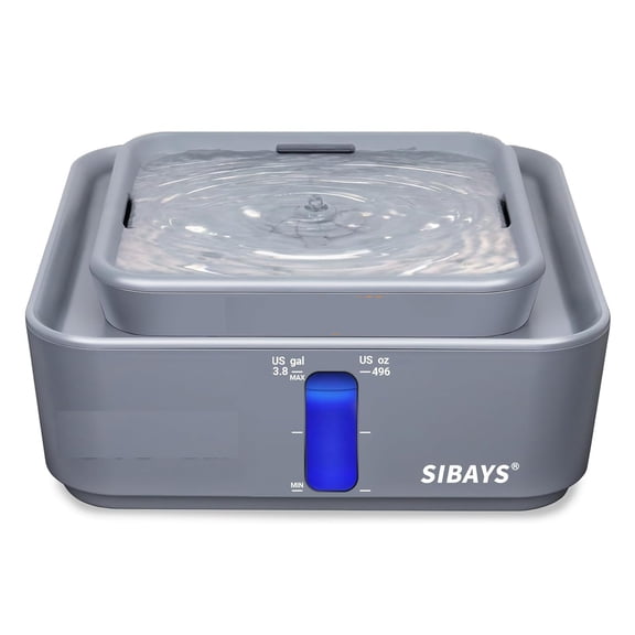 Sibays Extra Large Pet Water Fountain 14L/3.8Gal Gray/Gray