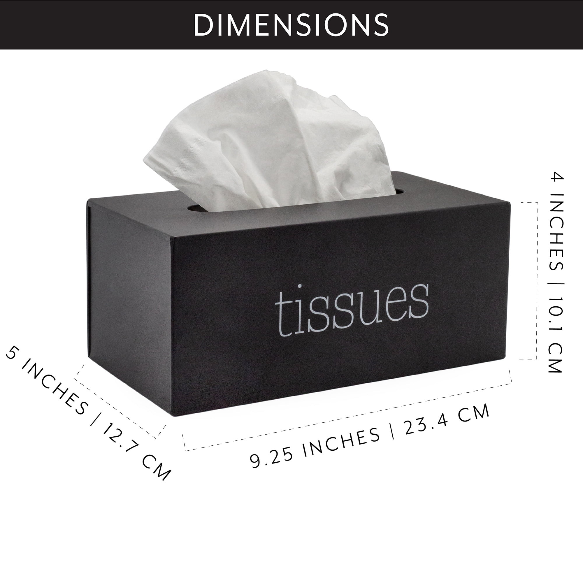 AuldHome Rectangular Tissue Box Cover Black Modern Farmhouse