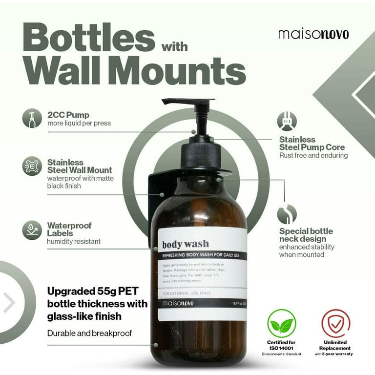 16 oz PET Plastic Set of Hand and Dish Soap Refillable Bottle Dispense –  BottifulHome