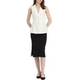 thumbnail image 2 of INSPIRE CHIC Women's Lapel Collar Waistcoat Vest Pleated Sleeveless Vest Jacket White XL, 2 of 5