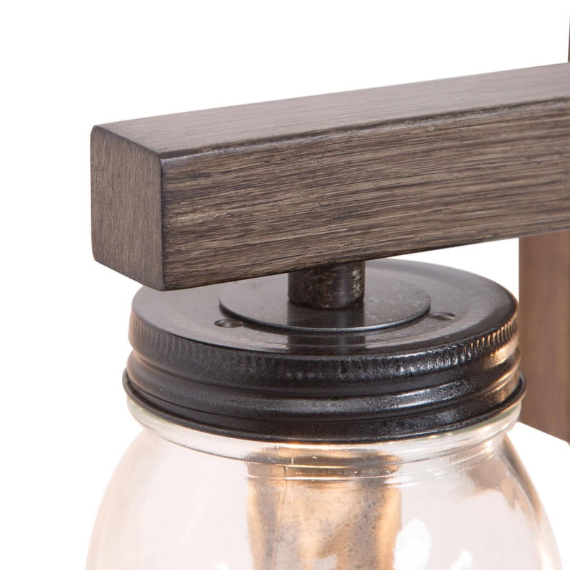 LNC 3-Light Black Geometric Clear Mason Jar Glass Modern Bathroom Vanity Light