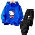 thumbnail image 3 of Conjunto de 2 piezas de sudadera y pantalones con estampado de dibujos animados de Hello Kitty Kawaii, ropa de primavera y otoño para niños y niñas, chándal de moda para niños, 3 of 5