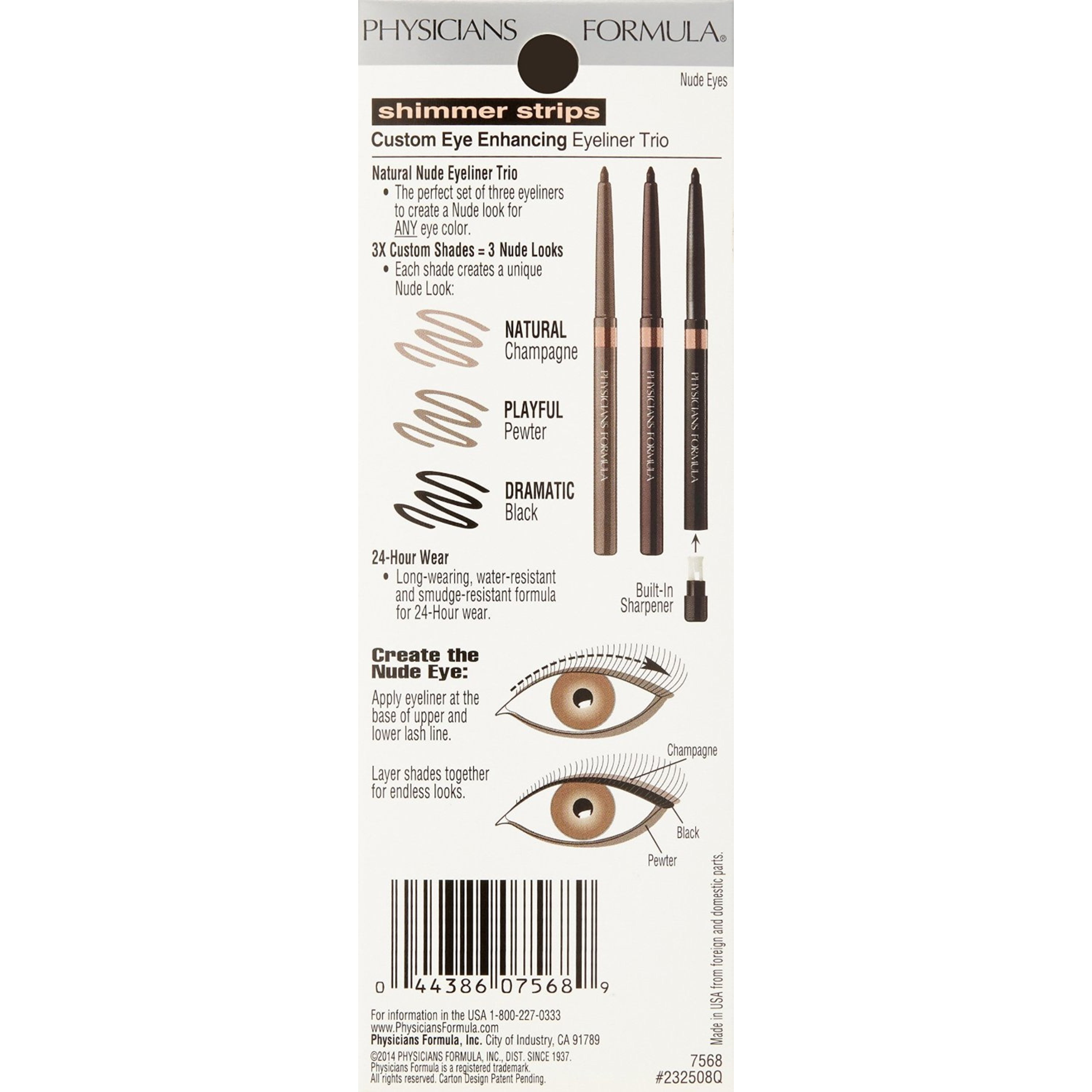 Physicians Formula Shimmer Strips Custom Eye Enhancing Eyeliner Trio, Universal Looks Collection, Nude