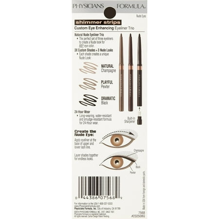 Physicians Formula Shimmer Strips Custom Eye Enhancing Eyeliner Trio Universal Looks Collection, Nude Eyes