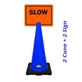 thumbnail image 2 of RK-Safety 28" Blue Cone, Black base without Reflective Tape, Plus Cone Sign 31 "Slow", (Cone-2 ea + Cone Sign-2 ea), 2 of 2