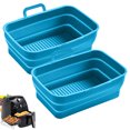 thumbnail image 2 of BeesClover 2pcs Foldable Silicone Pot Reusable Rectangular Air Fryer Liner Microwave Oven Accessories With Handle, 2 of 8