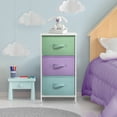 thumbnail image 3 of Sorbus 3 Fabric Drawer Nightstand Chest End-Table Dresser, Pastel Multi Color-White Frame Top, 3 of 8