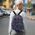 thumbnail image 7 of FORMRS Mini Backpack Purse for Women Quilted Travel Daypack Casual Shoulder Bag, Purple Cartoon Bats Pattern, 7 of 7