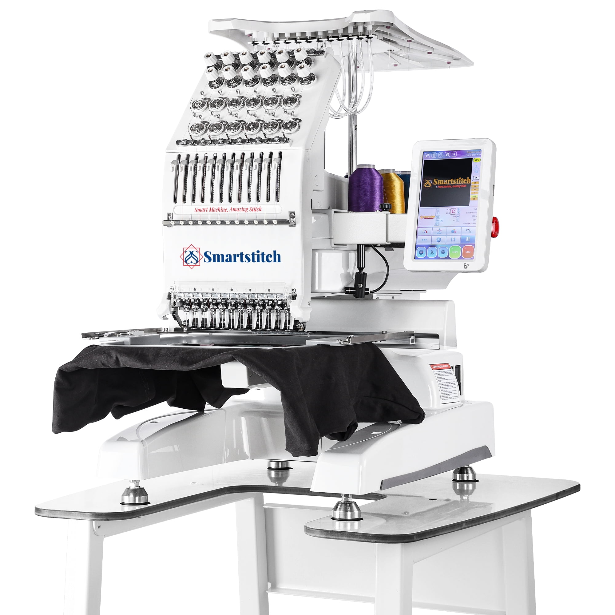 Commercial embroidery machine S1201, 12 Needles, Max Speed 1200RPM, Embroidering for Hats and Clothing with 9.45"x12.59" Embroidery Area (containing starter kit)