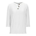 thumbnail image 5 of SnZhen Women's 3/4 Sleeve Tops Fashion Ladies Crew Neck Button Cropped Sleeve T-shirt Top White M, 5 of 5