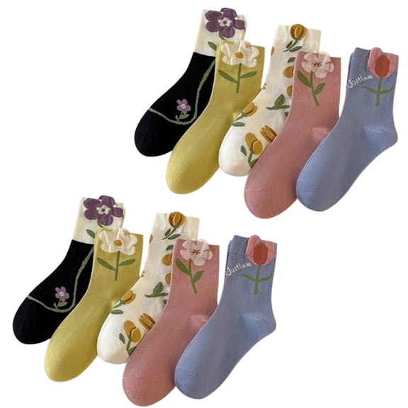 10 Pairs Soft Breathable Cotton Blend Socks, Non-Slip Grip & Reinforced Heel/Toe, for Women Yoga, Running, Casual Everyday
