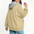 thumbnail image 4 of Hurxie Women's Zip Up Y2K Hoodies Casual Long Sleeve Sweatshirts Fall Winter Track Jackets with Pockets Khaki,S, 4 of 7