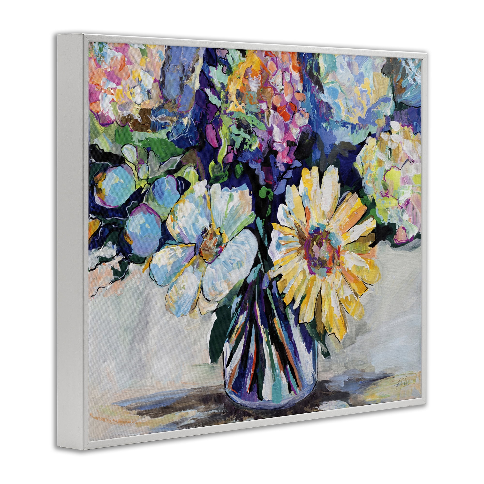 Stupell Industries Exciting Times Bouquet Botanical & Floral Painting White Framed Art Print Wall Art, 20 x 16