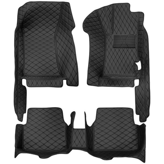 Tuqiang Car Floor Mats for Honda CR-V 2023-present PU Leather Floor Liner Waterproof Anti-Skid Luxury Leather Full Coverage Liner Front ＆ Rear Mat/Set 3Pcs Black