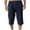 #209-Navy, variant on Ceisia Men's Relaxed Cotton Linen Capris Drawstring Elastic Waist Side Pockets Casual Summer Pants Khaki L Gifts for Father