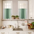 thumbnail image 3 of 3 Piece Kitchen Curtains and Valances Set Sage Green Grey Ombre Cafe Curtains 24 Inch Length Farmhouse Gradient Minimalist Valance & Tier Curtain for Living Room Bedroom Window 54"x18"+27"x24"*2, 3 of 6