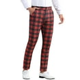 thumbnail image 5 of INSPIRE CHIC Men's Dress Pant Flat Front Stretch Business Plaid Pants 38 Black Red, 5 of 7