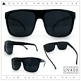 thumbnail image 2 of Mens Classic Oversized Flat Top Horn Rim Plastic Biker Sunglasses Shiny Black, 2 of 6