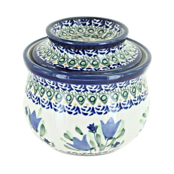 Blue Rose Polish Pottery Blue Tulip French Butter Dish