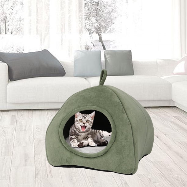 Casa de la cama del gato Yinane Cama para mascotas lavable en caliente verde