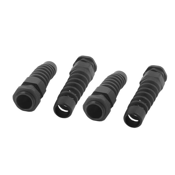 4Pcs Waterproof Adjustable PG16 10-14mm Spiral Cables Gland Black