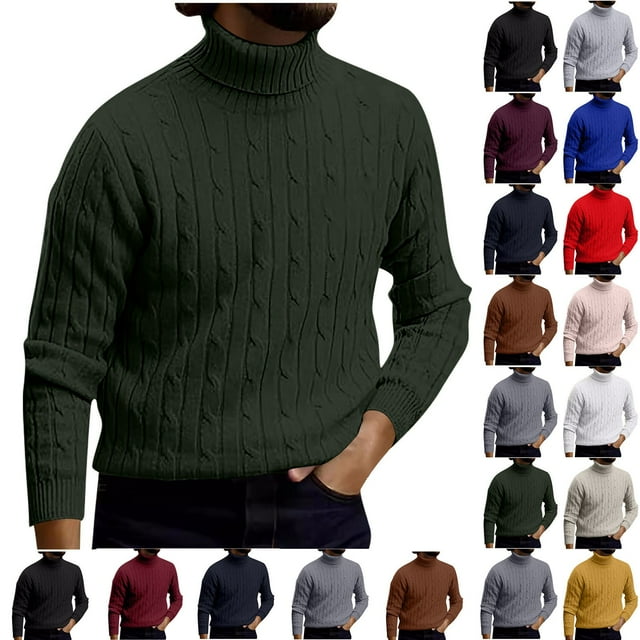 BiZtdJrK Chandails pour Hommes Tricot Torsadé Manches Longues Col Roulé Chandail Coupe Ample Confortable Décontracté Automne chandail Blanc G