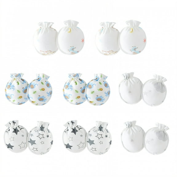 TELOLY 8 Pairs Baby Mittens,Cotton Baby Mittens Newborn,No Scratch Newborn Mittens for 0-3 Years