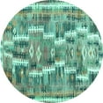 thumbnail image 1 of Ahgly Company Machine Washable Indoor Round Southwestern Turquoise Blue Country Area Rugs, 3' Round, 1 of 4