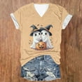 thumbnail image 4 of Jsaierl Womens Halloween Shirts Funny Pumpkin Ghost Graphic Tees Classic V Neck T-shirt Short Sleeve Dressy Casual Blouse Tops Halloween Gifts, 4 of 5