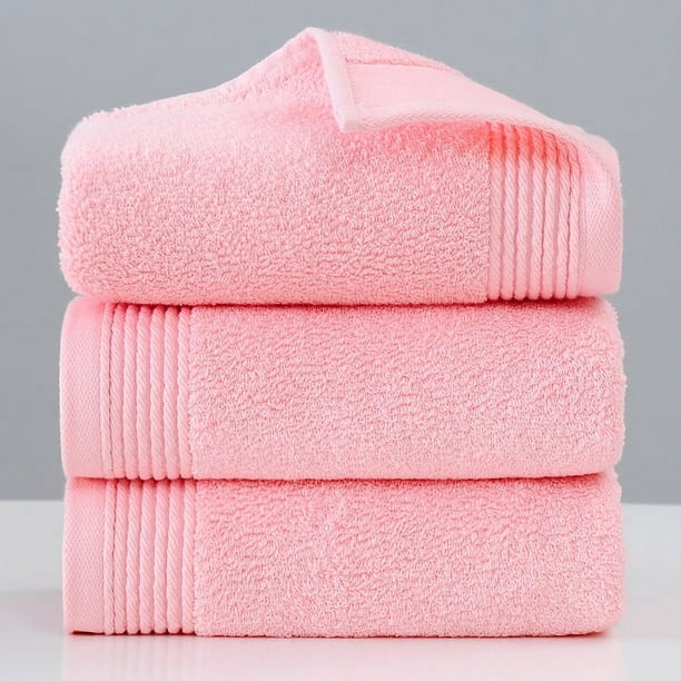 Nvzi 3 toallas de baño de algodón de fibra larga, súper suaves y muy absorbentes para ducha, piscina, toalla de mano de 13,39 x 29,92 pulgadas (rosa)
