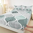 thumbnail image 3 of jejeloiu Boho Exotic Style Twin Sheet Sets,Retro Stripe Triangle Twin Fitted Sheet,Green Gray Flat Sheet For Kids,Ultra Soft Home Decor,3pcs, 3 of 7