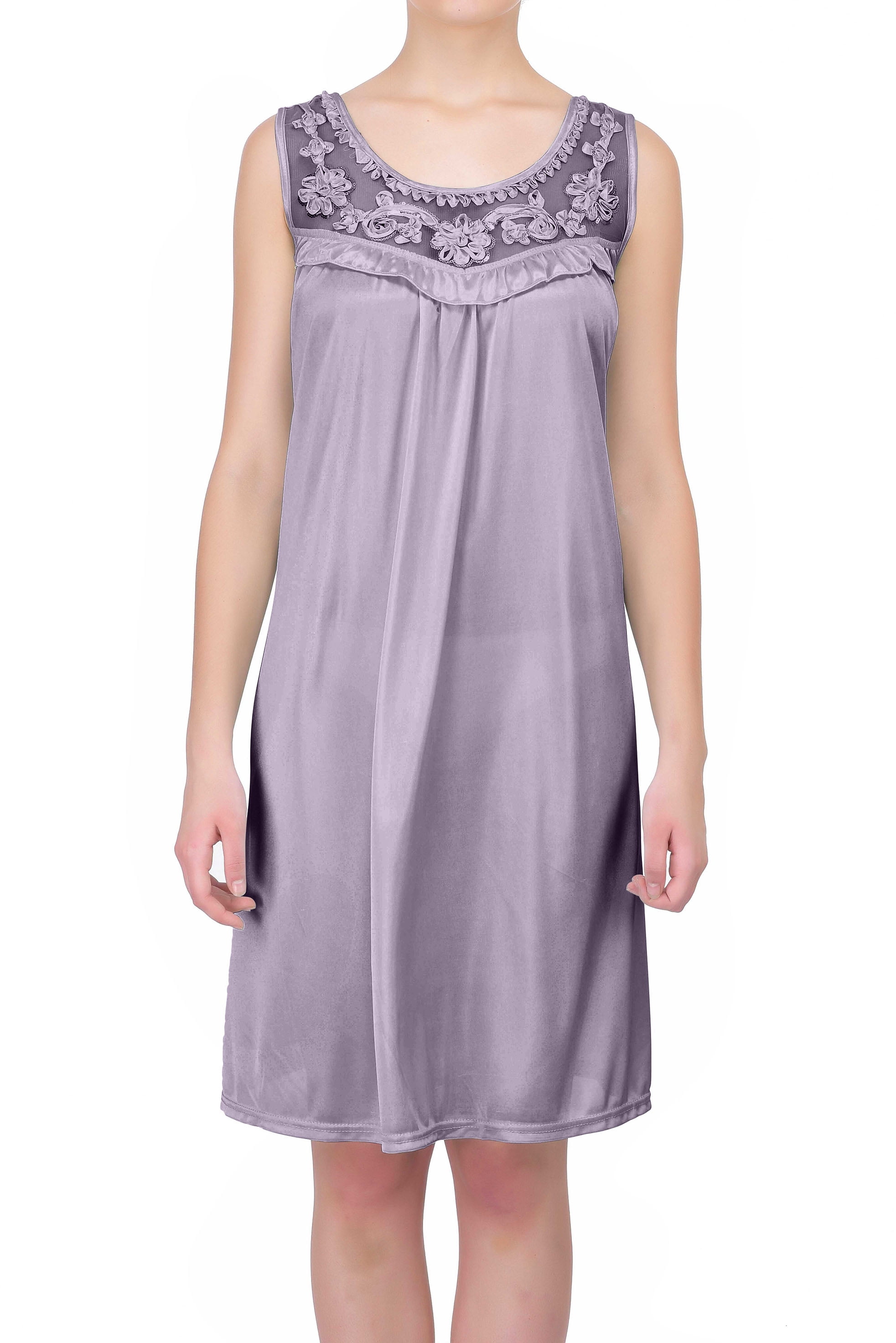 Ezi Women S Sheer Silky Sleeveless Nightgown
