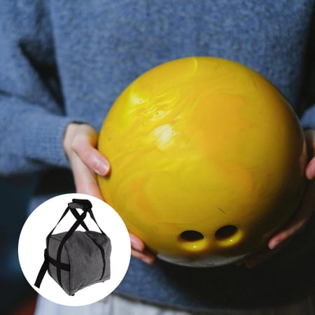 ETEREAUTY Single Ball Bowling Bag Grey Padded Ball Holder Tote with Handle Multiple Pockets for Bowling Accessories